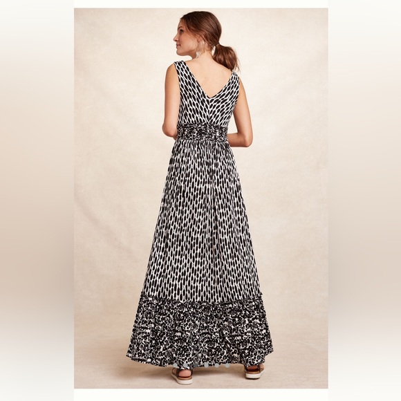 Anthropologie Tracy Reese Elegant Black and White Patterned Maxi Dress Size XSP - Picture 2 of 13